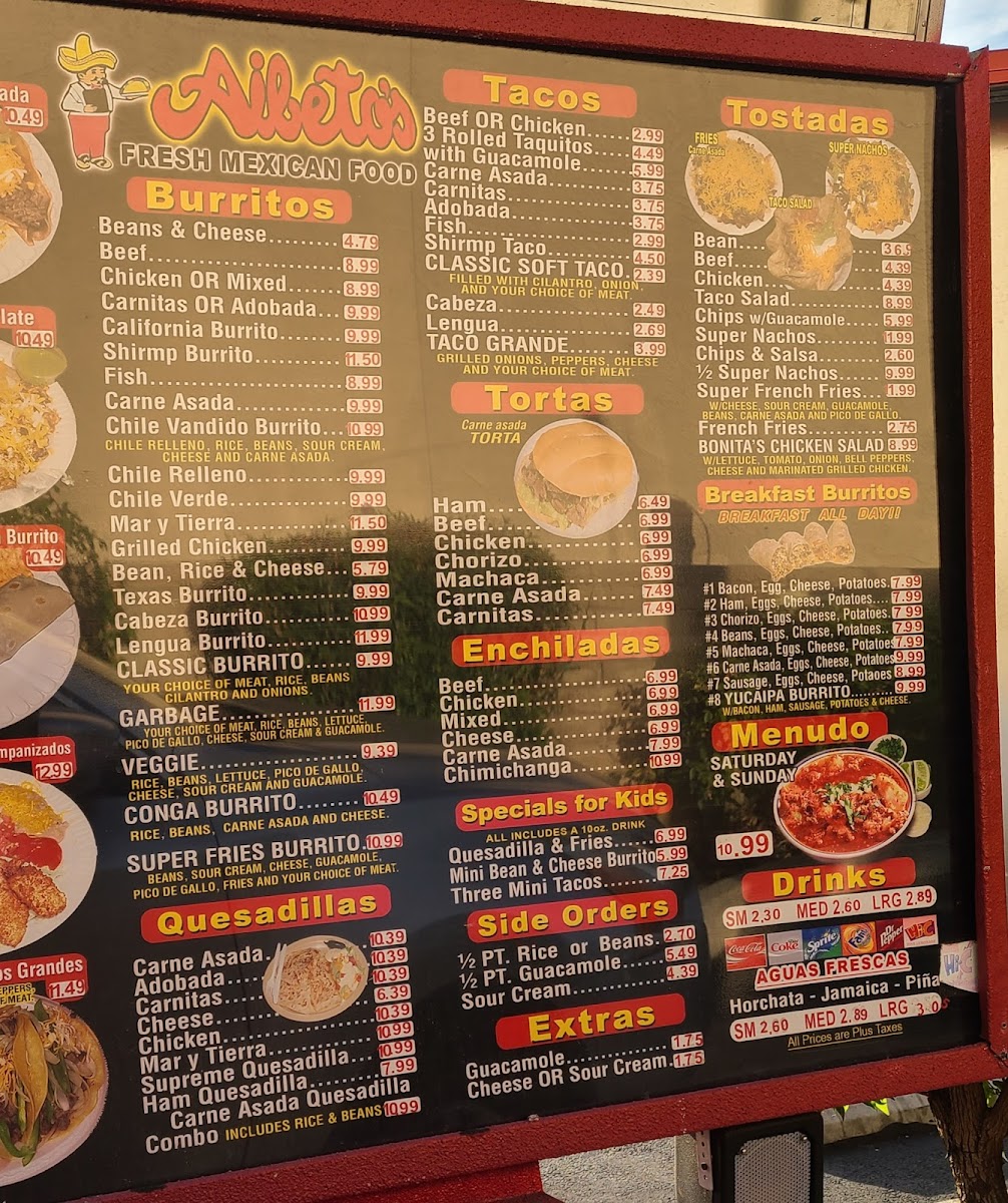 Aibeto's Fresh Mexican Food Menu - Image 4