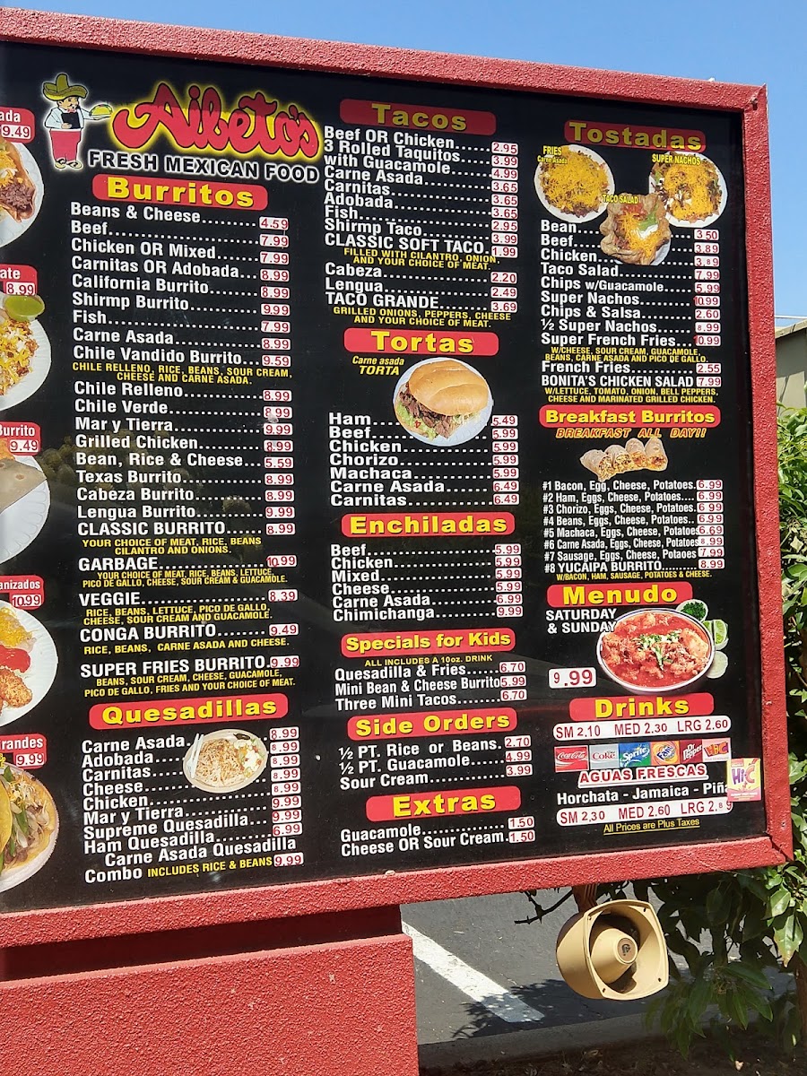 Aibeto's Fresh Mexican Food Menu - Image 5